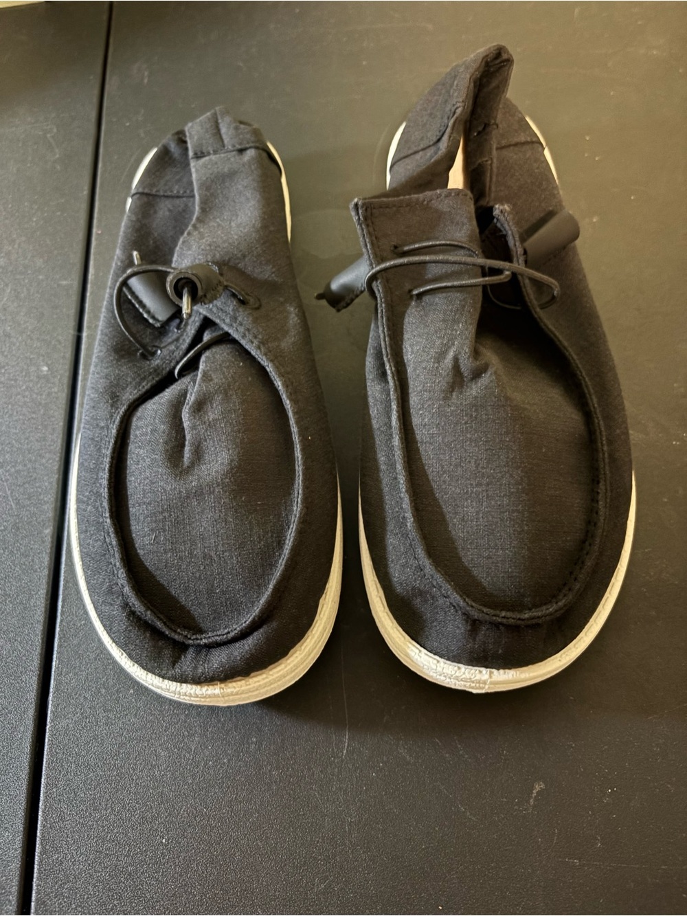 Men's Casual Black Slip-On Shoes with Elastic Toggle